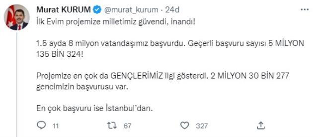 TOKİ geçerli başvuru sayısı kaç? TOKİ kaç kişi başvurdu? TOKİ kaç kişinin başvurusu geçerli? TOKİ başvurum neden geçerli değil?