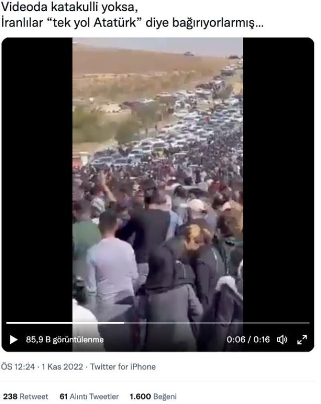 Videonun İran halkının 'Tek yol Atatürk' sloganı attığını gösterdiği iddiası Videonun İran halkının 'Tek yol Atatürk' sloganı attığını gösterdiği iddiası