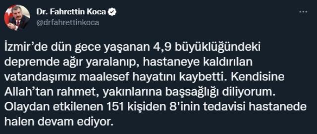 Son Dakika! İzmir Buca'da 4.9'luk depremde yaralanan 1 kişi hayatını kaybetti