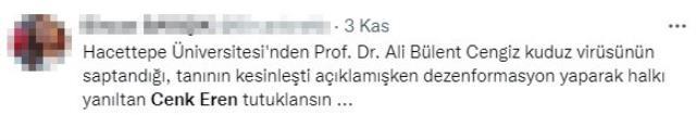 Köpeğin ısırdığı çocuğun kuduz olduğuna inanmayan Cenk Eren, tepkilerin ardından paylaşımını sildi Köpeğin ısırdığı çocuğun kuduz olduğuna inanmayan Cenk Eren, tepkilerin ardından paylaşımını sildi