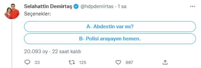 Selahattin Demirtaş'tan 4 soruluk anket