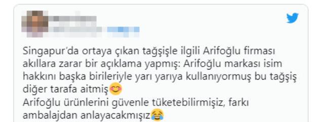 Singapur'da ürünleri toplatılan Arifoğlu şirketinden açıklama geldi! Kullanılan ifadeler sosyal medyada tepki çekti