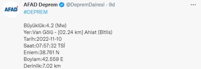 Son Dakika: Bitlis'te 4,2 büyüklüğünde bir deprem! Sarsıntı çevre illerden de hissedildi Son Dakika: Bitlis'te 4,2 büyüklüğünde bir deprem! Sarsıntı çevre illerden de hissedildi