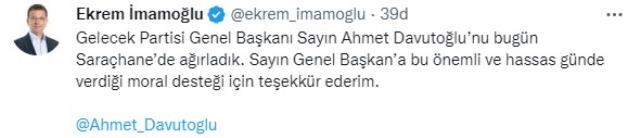 Ahmet Davutoğlu'ndan İBB'ye ziyaret! İmamoğlu'nun mesajındaki detay dikkat çekti