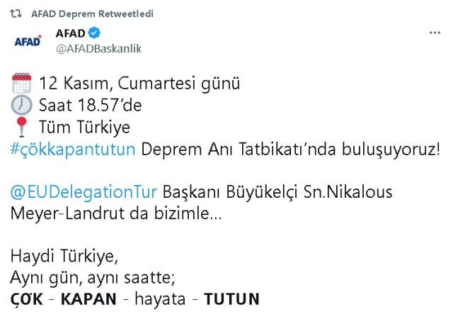 Deprem tatbikatı ne zaman, saat kaçta, hangi gün? 12 Kasım AFAD Deprem tatbikatı ne zaman yapılacak, saat kaçta başlıyor?