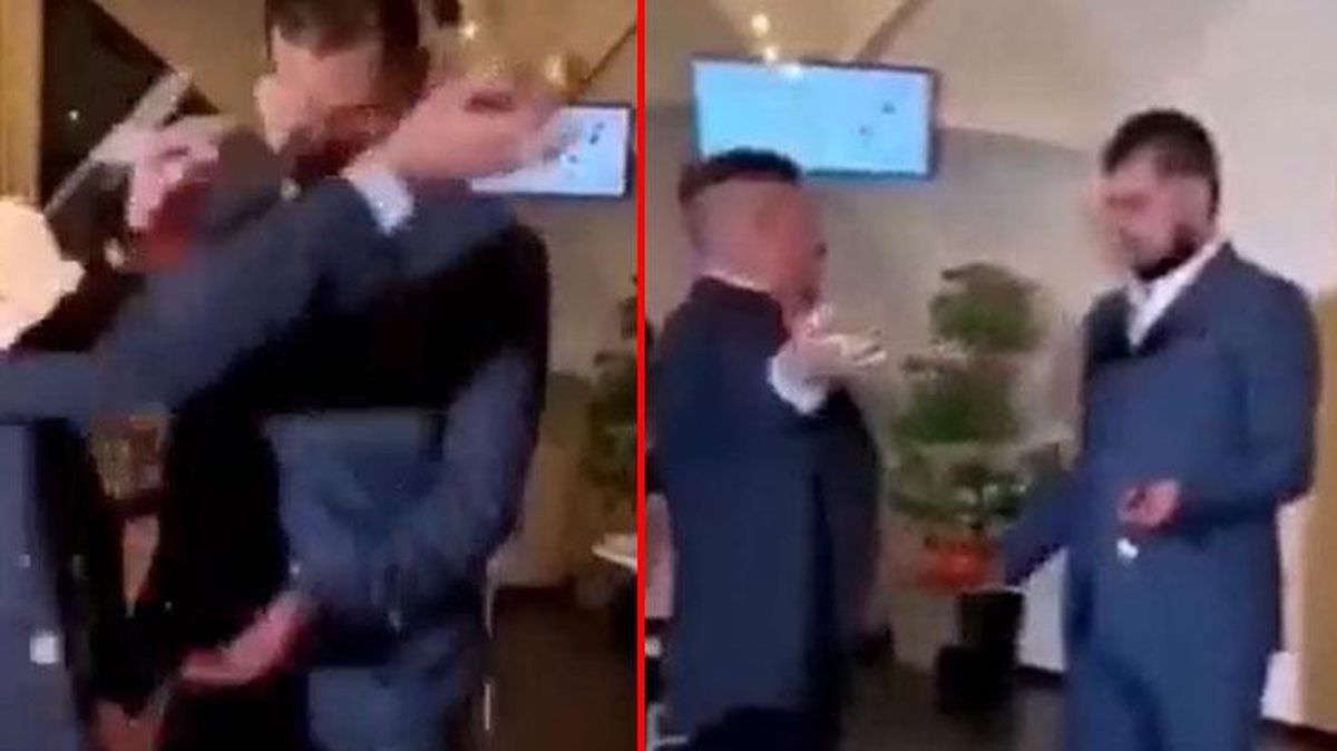 Düğünde şakayı abartan şahıs, geline doğru yönelince damattan yumruğu yedi
