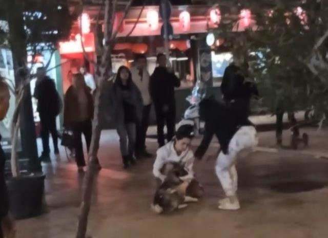 Kendisini ısıran köpeğe tekme atan adama vatandaşlardan meydan dayağı