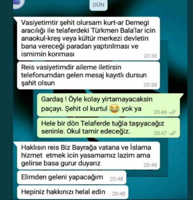 Afrin şehidi Özalkan'ın vasiyeti gerçekleştirildi