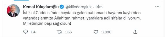 İstiklal Caddesi'ndeki patlama yürekleri yaktı! Muhalefet liderlerinden peş peşe paylaşım geliyor