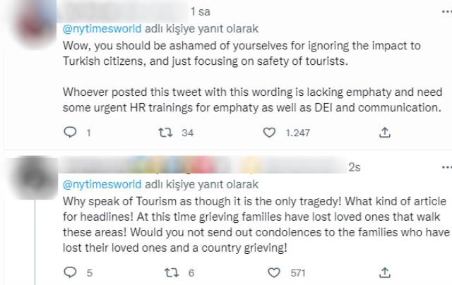 New York Times'ın İstiklal Caddesi'ndeki bombalı saldırının haberini verme şekli tepkilere sebep oldu