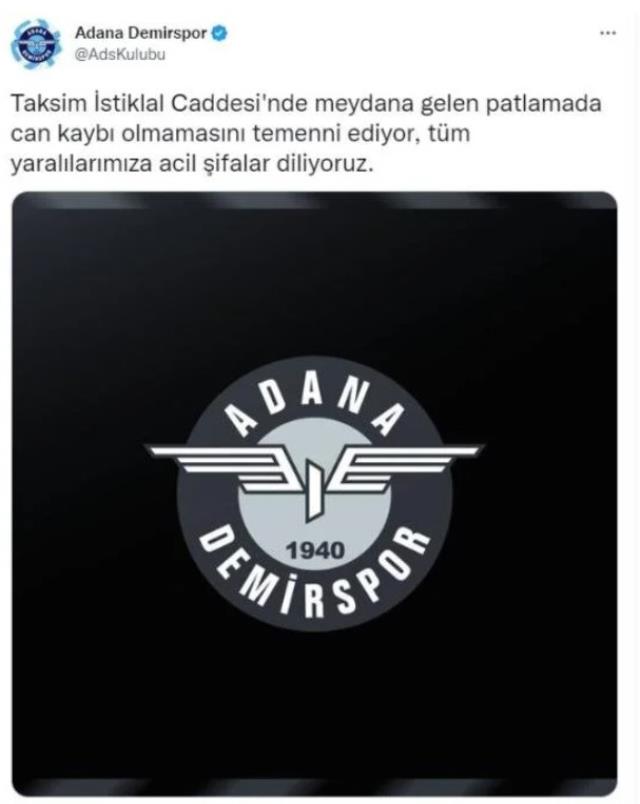 Spor camiasından Taksim'deki bombalı saldırı sonrası geçmiş olsun mesajları