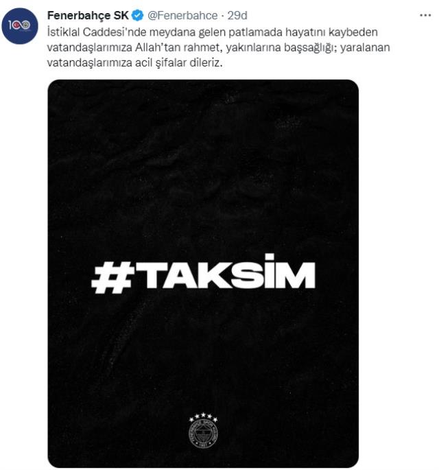 Spor camiasından Taksim'deki bombalı saldırı sonrası geçmiş olsun mesajları