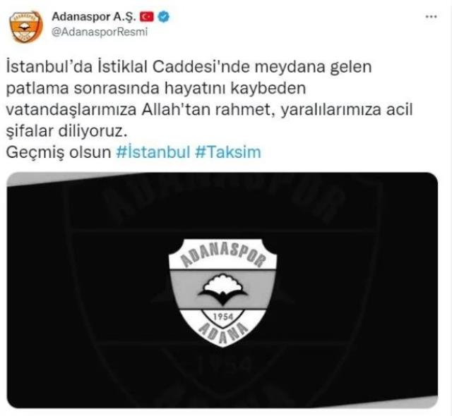 Spor camiasından Taksim'deki bombalı saldırı sonrası geçmiş olsun mesajları