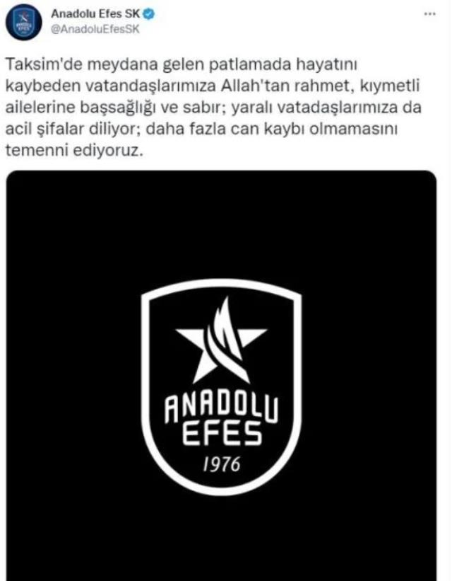 Spor camiasından Taksim'deki bombalı saldırı sonrası geçmiş olsun mesajları