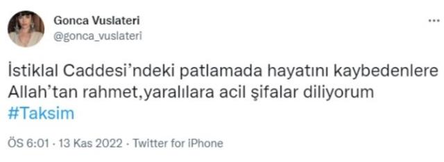 Ünlülerden İstiklal Caddesi'ndeki patlamaya tepki yağdı: Allah bin belanızı versin