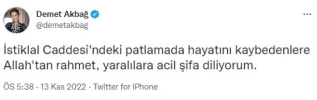 Ünlülerden İstiklal Caddesi'ndeki patlamaya tepki yağdı: Allah bin belanızı versin