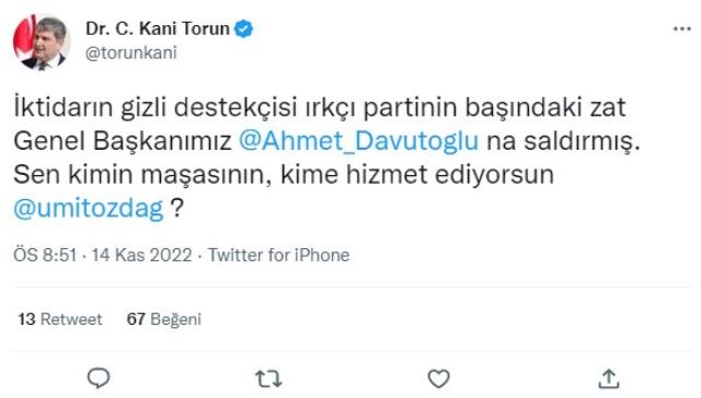 Davutoğlu için, 'Çık anlat' diyen Özdağ'a Gelecek Partisi'nden ağır yanıt: Sen kimin maşasısın
