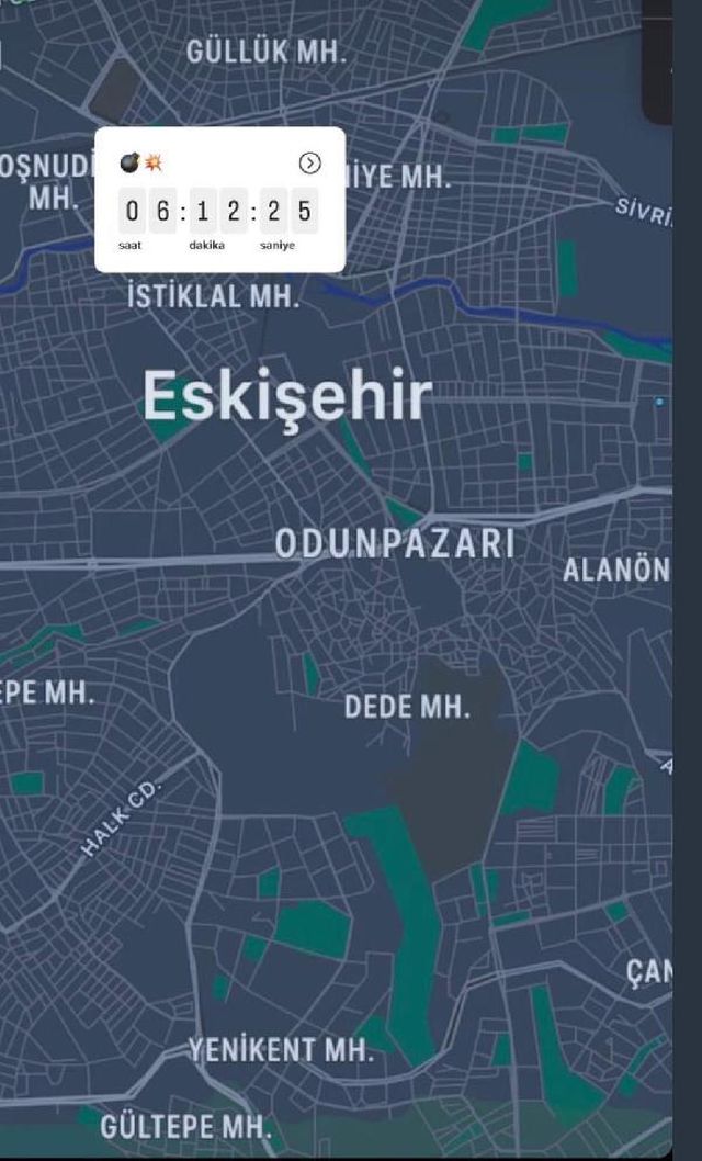Sosyal medyada Eskişehir haritası üzerinde sayaçlı bomba görseli paylaşan kadın tutuklandı