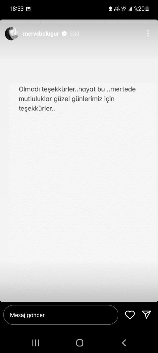 Ünlü oyuncu Merve Boluğur boşanma için resmen düğmeye bastı