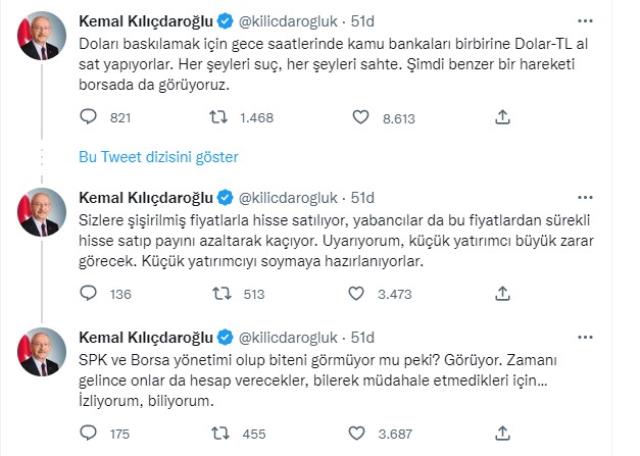 Kılıçdaroğlu'ndan çok konuşulacak borsa açıklaması! Küçük yatırımcıları 'Avlanan siz olacaksınız' diyerek uyardı Kılıçdaroğlu'ndan çok konuşulacak borsa açıklaması! Küçük yatırımcıları 'Avlanan siz olacaksınız' diyerek uyardı