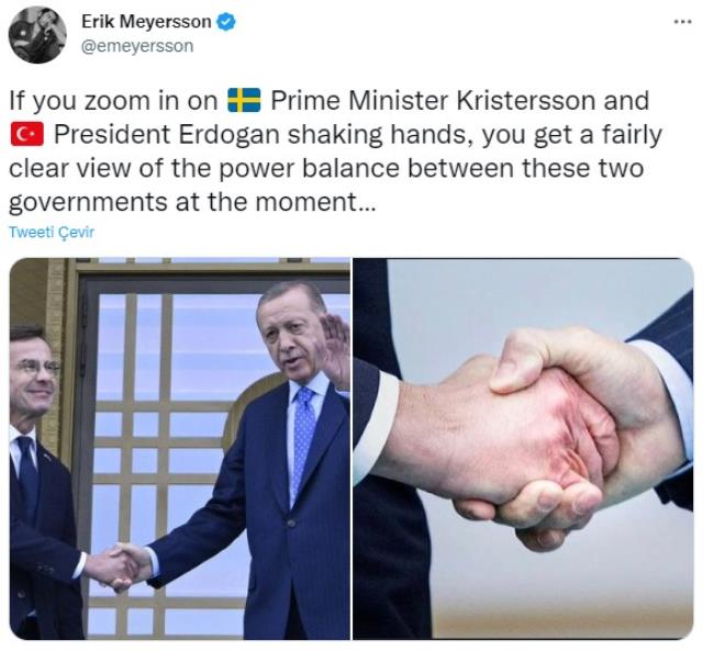Cumhurbaşkanı Erdoğan'la İsveç Başbakanı'nın tokalaştığı fotoğrafta dikkat çeken detay Cumhurbaşkanı Erdoğan'la İsveç Başbakanı'nın tokalaştığı fotoğrafta dikkat çeken detay