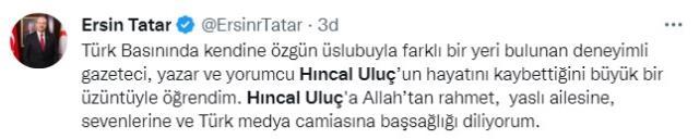 Hıncal Uluç'un vefatı sonrası spor ve siyaset dünyasından peş peşe taziye mesajları