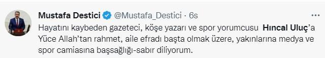 Hıncal Uluç'un vefatı sonrası spor ve siyaset dünyasından peş peşe taziye mesajları geldi
