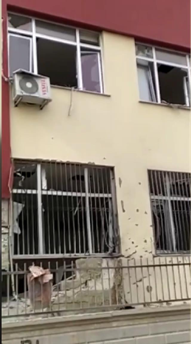 Terör örgütü tarafından fırlatılan roketinin isabet ettiği okuldan ilk görüntüler