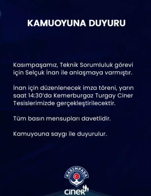Selçuk İnan hangi takımın teknik direktörü oldu?