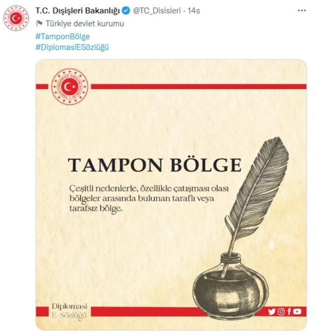 Cumhurbaşkanı Erdoğan kara harekatı mesajı sonrası, Dışişleri Bakanlığı'ndan dikkat çeken paylaşım Cumhurbaşkanı Erdoğan kara harekatı mesajı sonrası, Dışişleri Bakanlığı'ndan dikkat çeken paylaşım