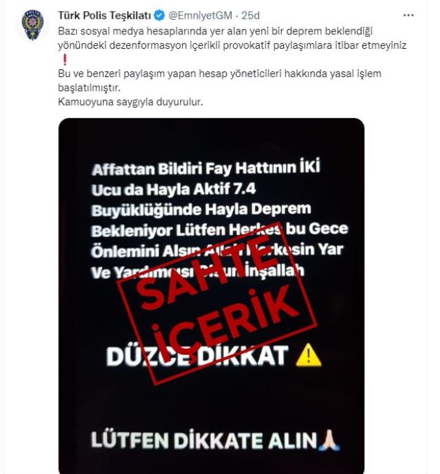 Provokatif paylaşım yapanlar yandı! Düzce depremi sonrası ortalığı velveleye veren kişiler için EGM harekete geçti