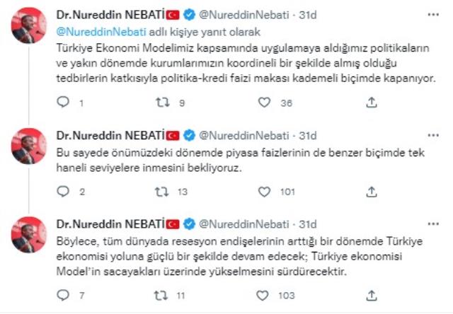 Bakan Nebati'den faiz kararı sonrası bankalara çağrı: Piyasa faizlerinin de tek hanelere inmesini bekliyoruz