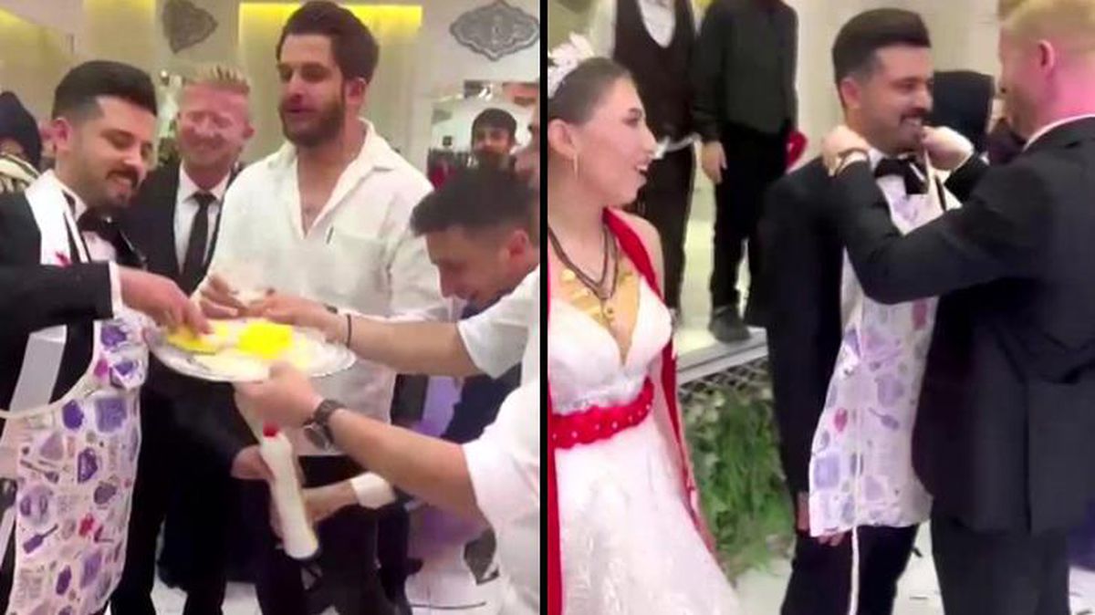 Damada arkadaşlarından görülmemiş şaka! Davetliler gülmekten olanı biteni izleyemedi