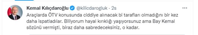 Kemal Kılıçdaroğlu'ndan 'Ötv' Açıklaması: 'Biliyorum Hayal Kırıklığı Yaşıyorsunuz Ama Bay Kemal Sözünü Vermişti, Biraz Daha Sabredeceksiniz, O Kadar'