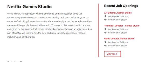 Netflix, PC oyunu geliştirmek için işe alımlara başladı Netflix, PC oyunu geliştirmek için işe alımlara başladı