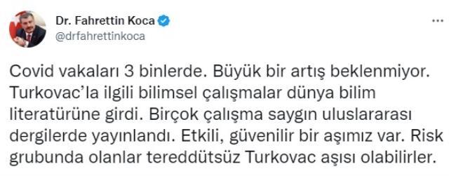 Bakan Koca koronavirüs vaka sayılarını paylaştı: Büyük bir artış beklenmiyor