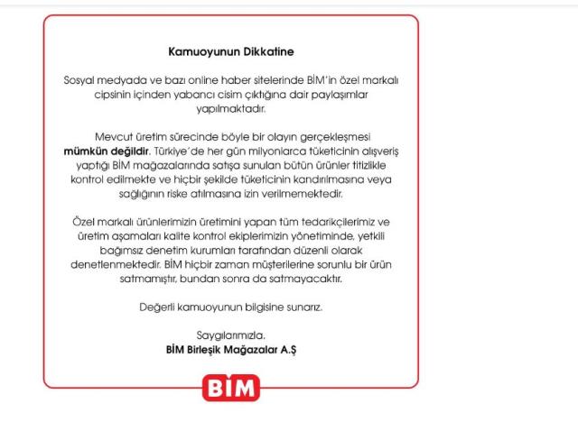 BİM'den cipsten çıkan fare ölüsü hakkında açıklama: Mümkün Değil