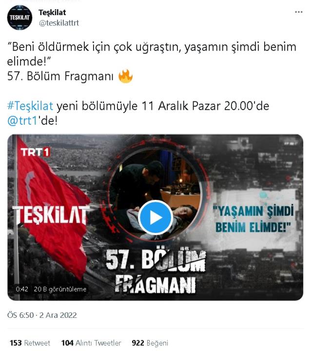 Teşkilat yeni bölümü ne zaman, hangi gün, hangi kanalda? Teşkilat yeni bölüm 4 Aralık mı 11 Aralık mı?