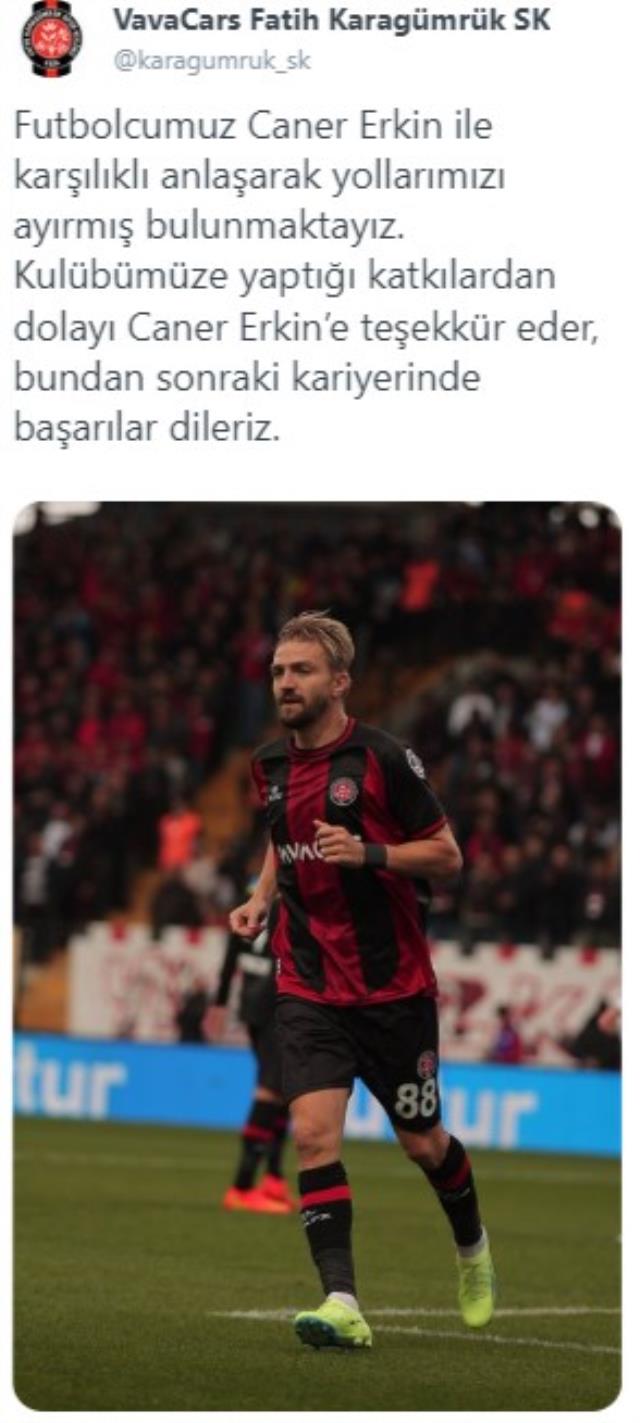Süper Lig'de beklenmedik gelişme! Karagümrük, Caner Erkin'le yolları ayırdı
