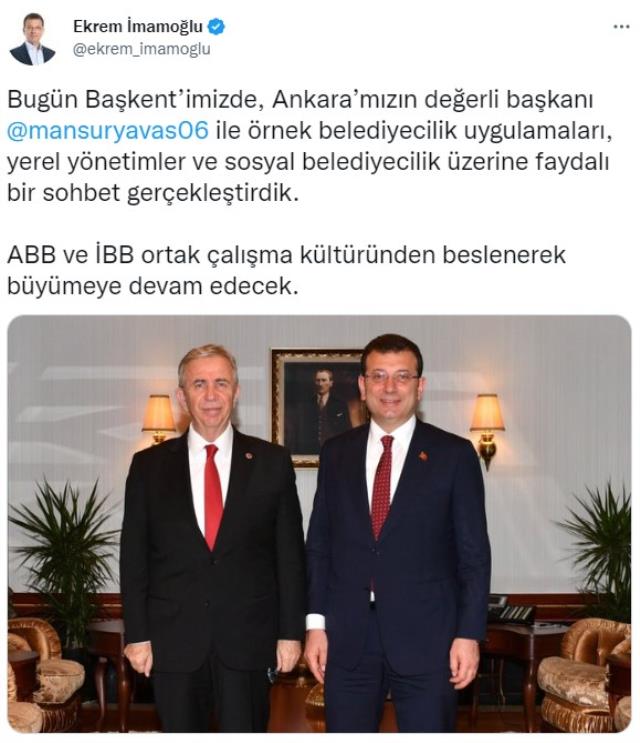 İmamoğlu ve Yavaş'tan 'Aralarında sorun var' dedikodularını bitiren paylaşım