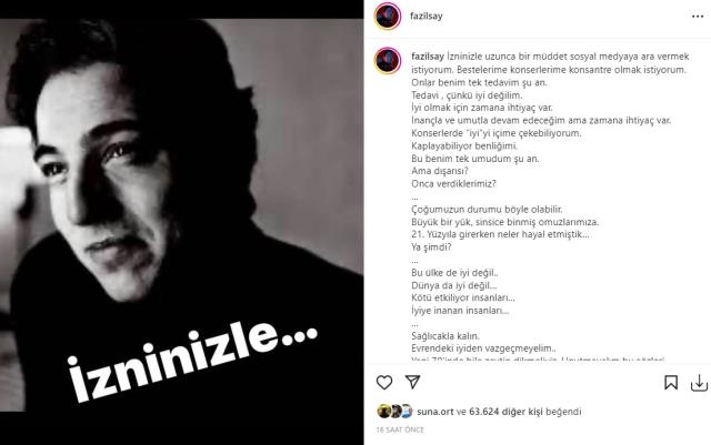 'İyi değilim' diyen Fazıl Say, sosyal medyaya ara verdi 'İyi değilim' diyen Fazıl Say, sosyal medyaya ara verdi
