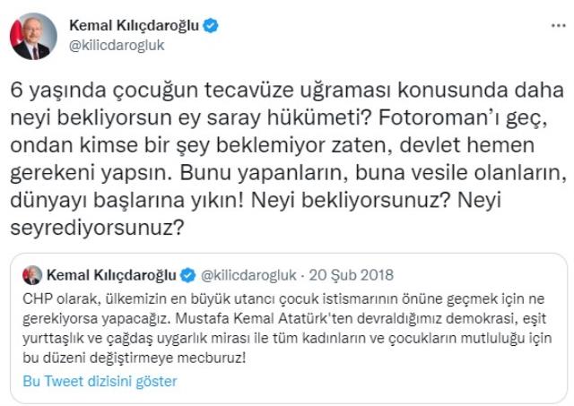 Kılıçdaroğlu'ndan '6 yaşındaki çocuğa cinsel istismar' tepkisi: Dünyayı başlarına yıkın, neyi bekliyorsunuz?