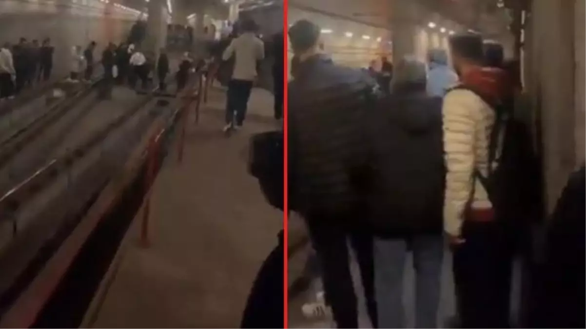 Metroda ilginç görüntü! Vatandaşlar raylara inip durağa kadar yürümek zorunda kaldı