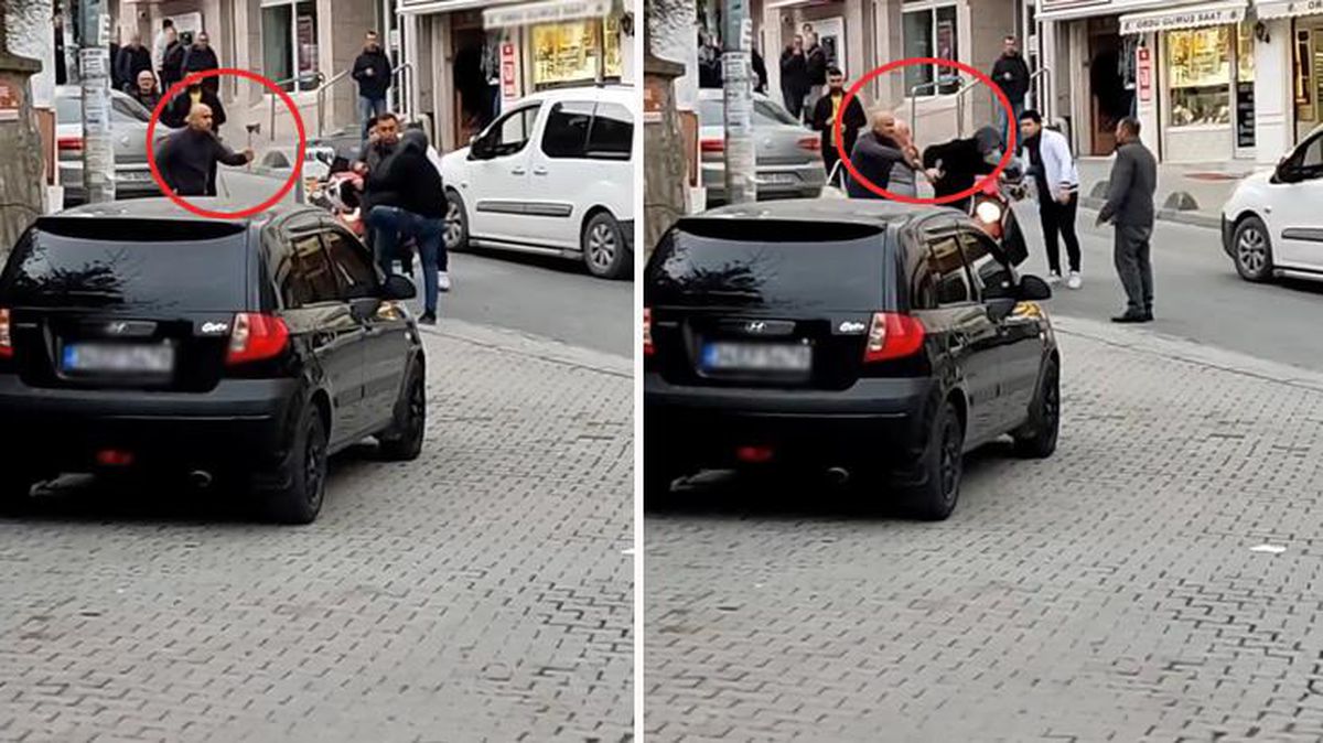 Gözü dönen esnaf tartıştığı motosikletliye baltayla saldırdı