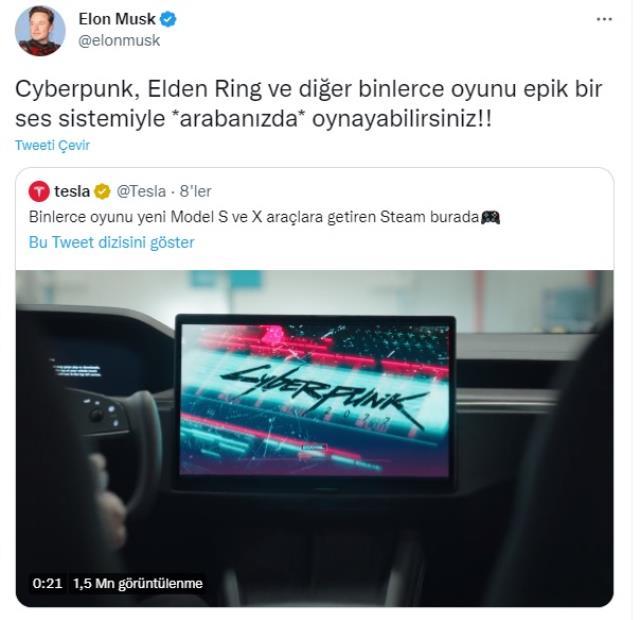 Elon Musk, Tesla'da Steam oyunlarının oynanabileceğini açıkladı