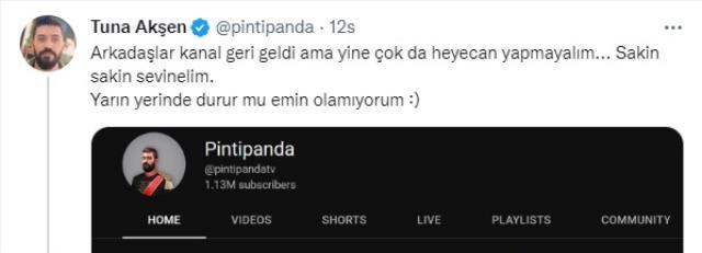 Pintipanda'nın kapanan YouTube kanalı tekrardan açıldı