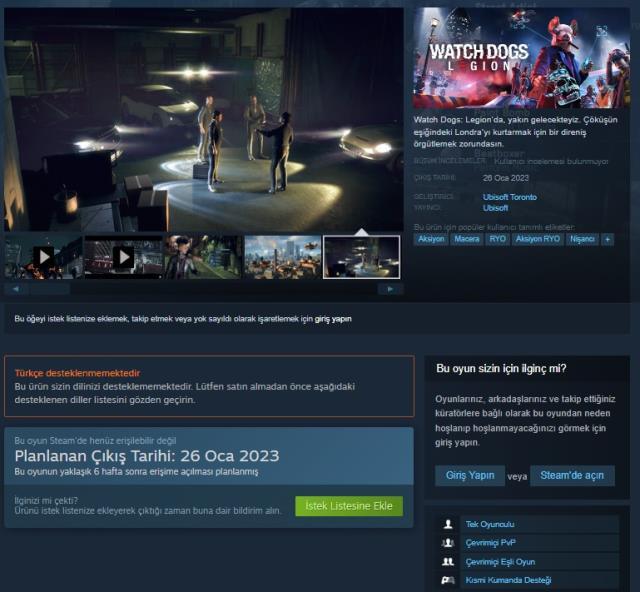 Watch Dogs Legion, Ocak'ta Steam'e geliyor Watch Dogs Legion, Ocak'ta Steam'e geliyor