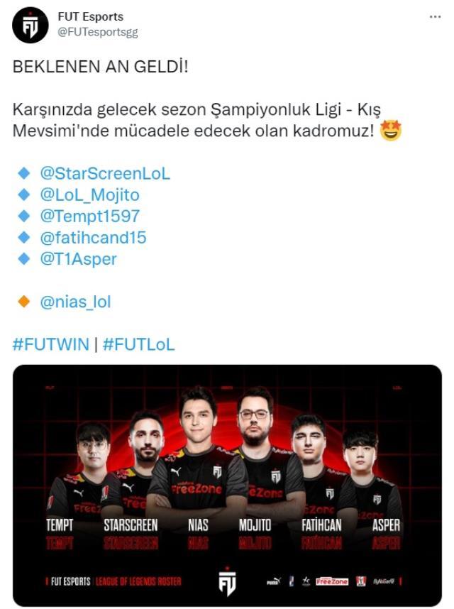 FUT Esports Şampiyonluk Ligi Kış Mevsimi kadrosunu açıkladı FUT Esports Şampiyonluk Ligi Kış Mevsimi kadrosunu açıkladı
