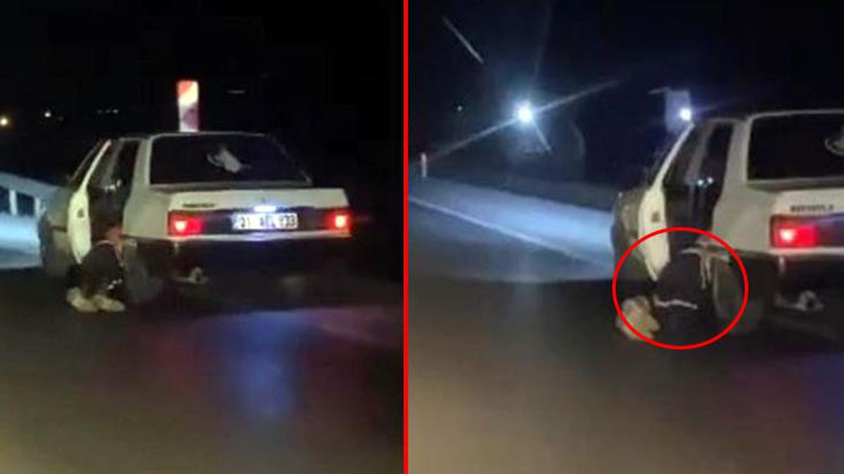Adana'da trafikte korku dolu anlar: Belinden aşağısı yerlerde sürüklenerek gitti