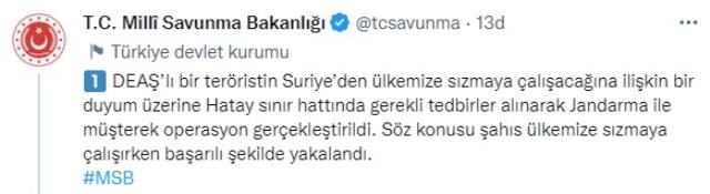 Son Dakika! INTERPOL tarafından kırmızı bültenle aranan DEAŞ üyesi bir terörist, Hatay sınırında yakalandı Son Dakika! INTERPOL tarafından kırmızı bültenle aranan DEAŞ üyesi bir terörist, Hatay sınırında yakalandı